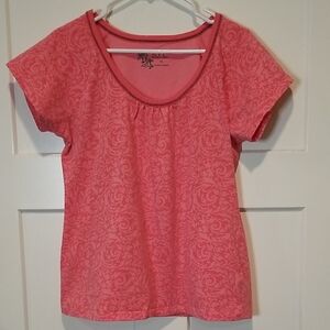 N.Y.L. New York Laundry Women's  Coral Patterned Cotton Scoop Neck Top Size XL